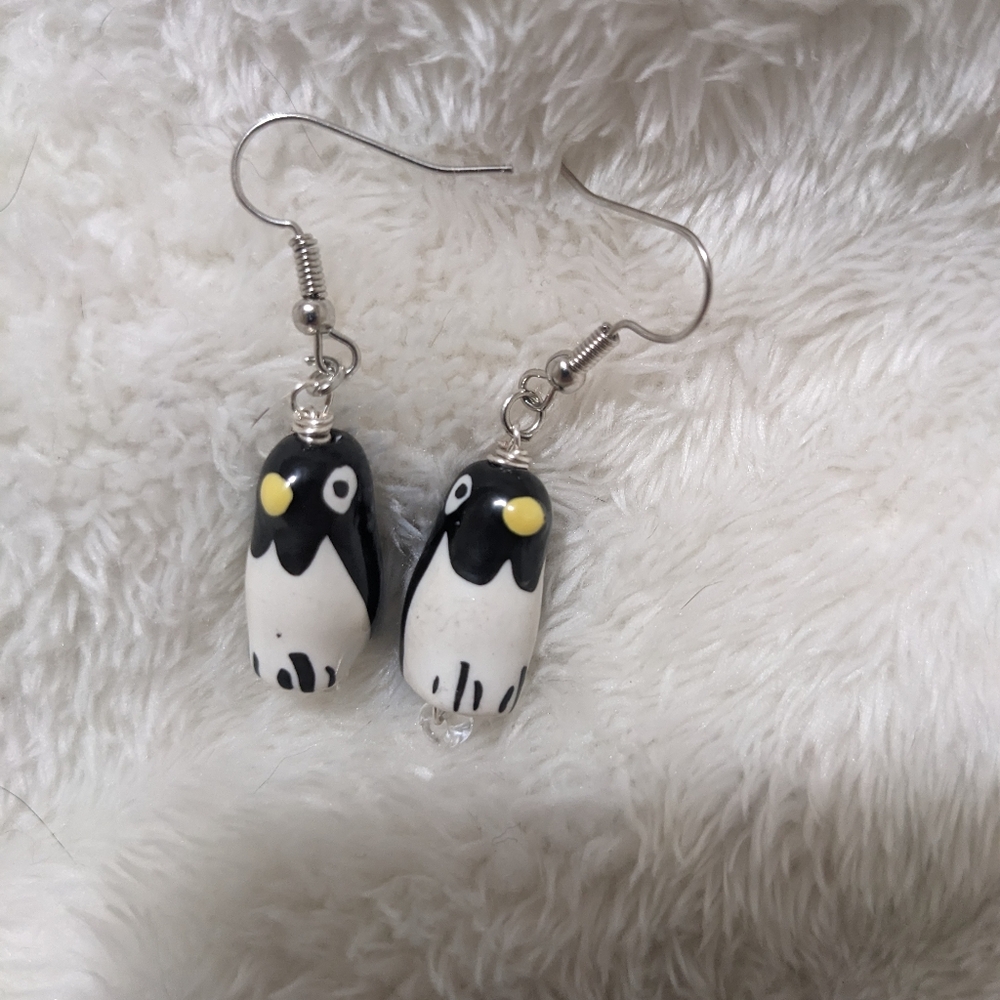 Handmade penguin earrings